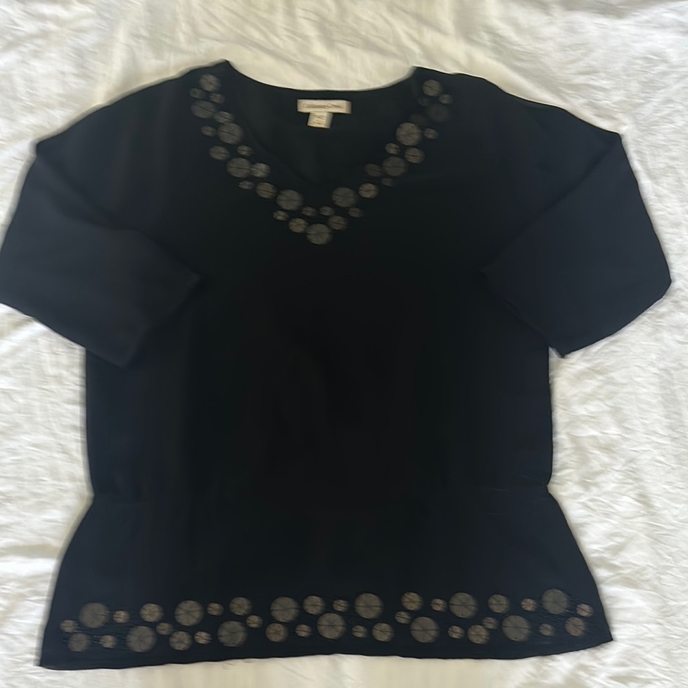 Black Embroidered Women's Top